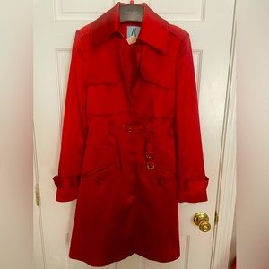 RARE Marciano guess bright red satin corset trench coat size S P